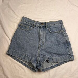 American Apparel High Rise Cuffed Jean Shorts Cotton Denim Womens 27 A030824